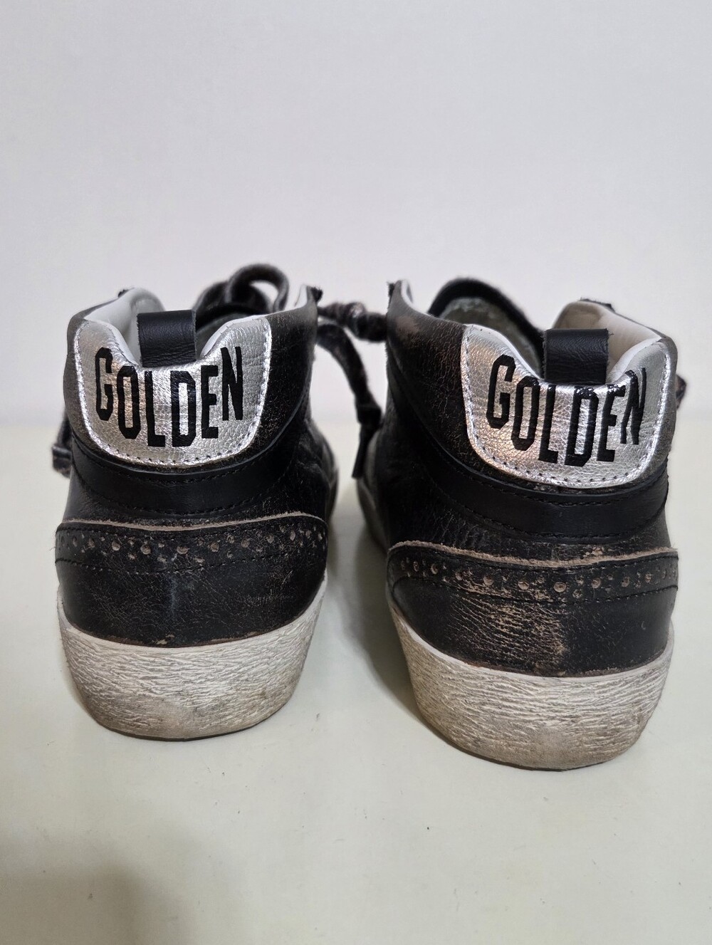Golden Goose Women's MidStar Classic Black High-Top Sneakers With Cheetah Laces - Picture 8 of 11